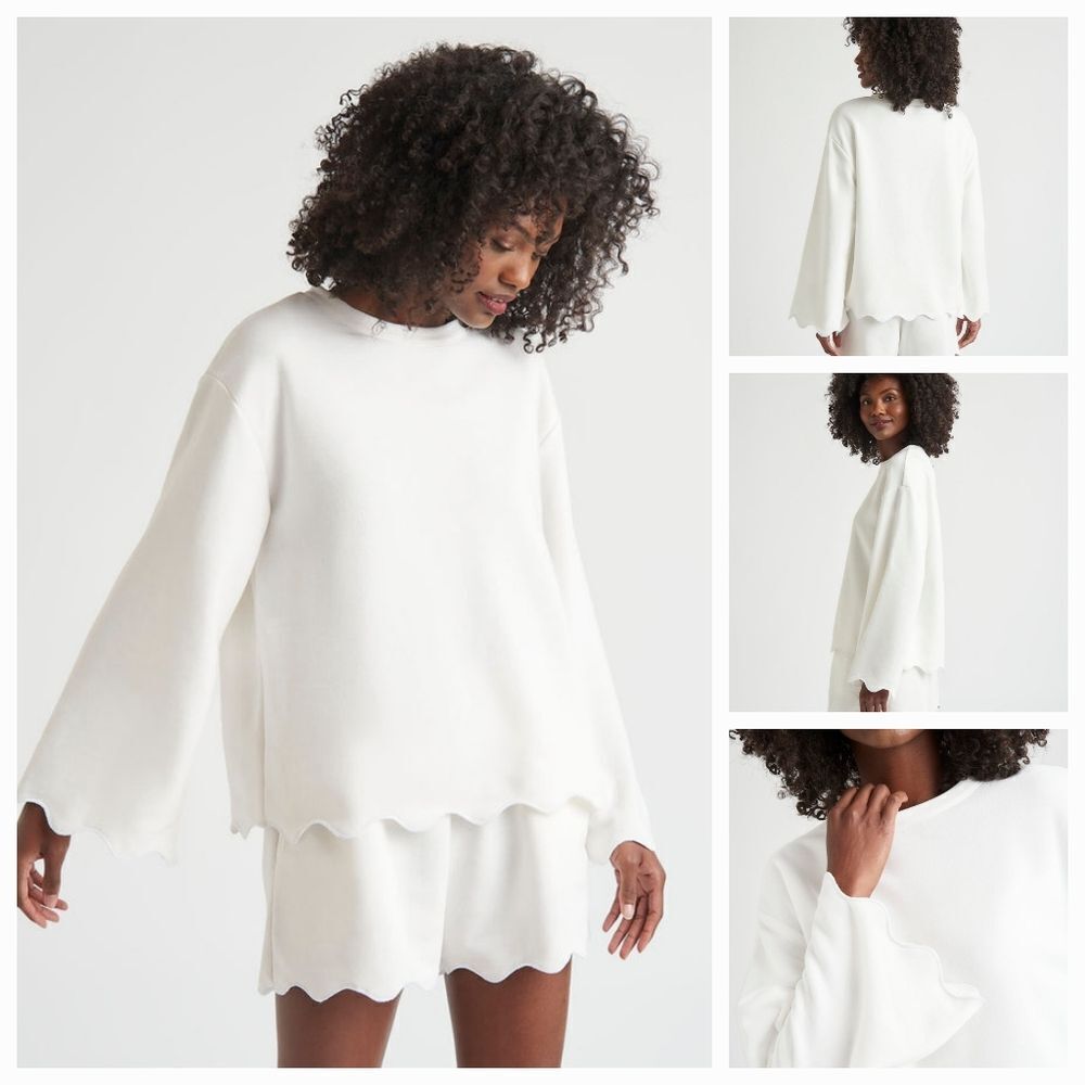 🔥NWT Splendid White "Nori" Scalloped Hem Top & Shorts Set Small